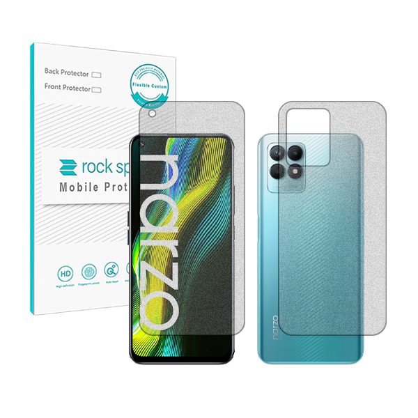 گلس صفحه نمایش و پشت گوشی ریلمی Narzo 50 مدل نانو هیدروژل گیمینگ برند راک اسپیس کد SS