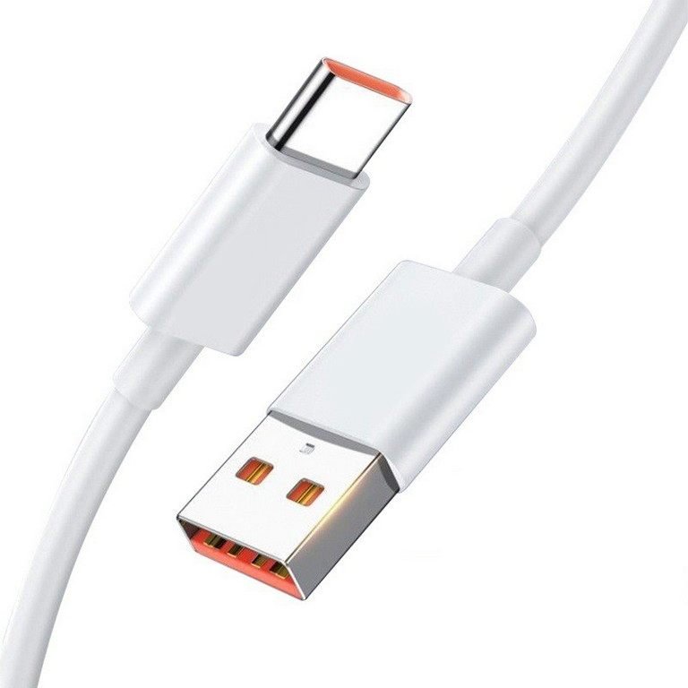 کابل شارژ پوکو X3 شیائومی مدل تایپ سی USB-C  فست شارژ  رنگ سفید سوکت نارنجی