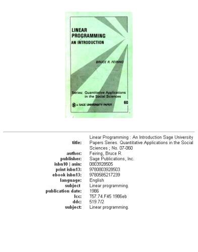 خرید و دانلود نسخه کامل کتاب Linear programming: an introduction, Volume 60