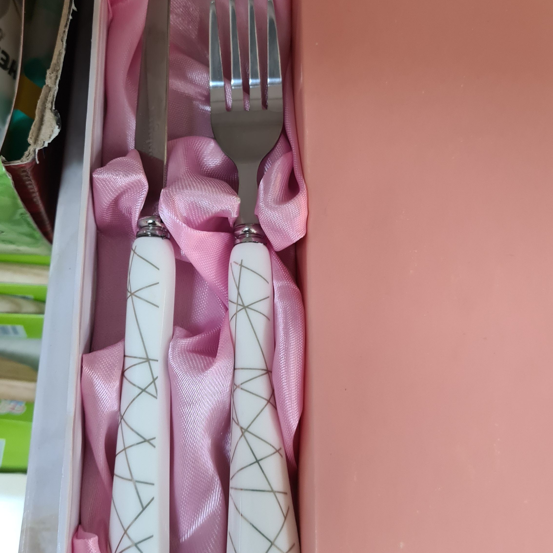 کارد چنگال استیل دسته سرامیکی یونیک