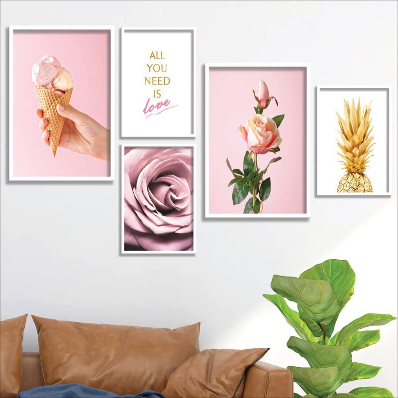 تابلو طرح عشق و گل مجموعه 5 عددی