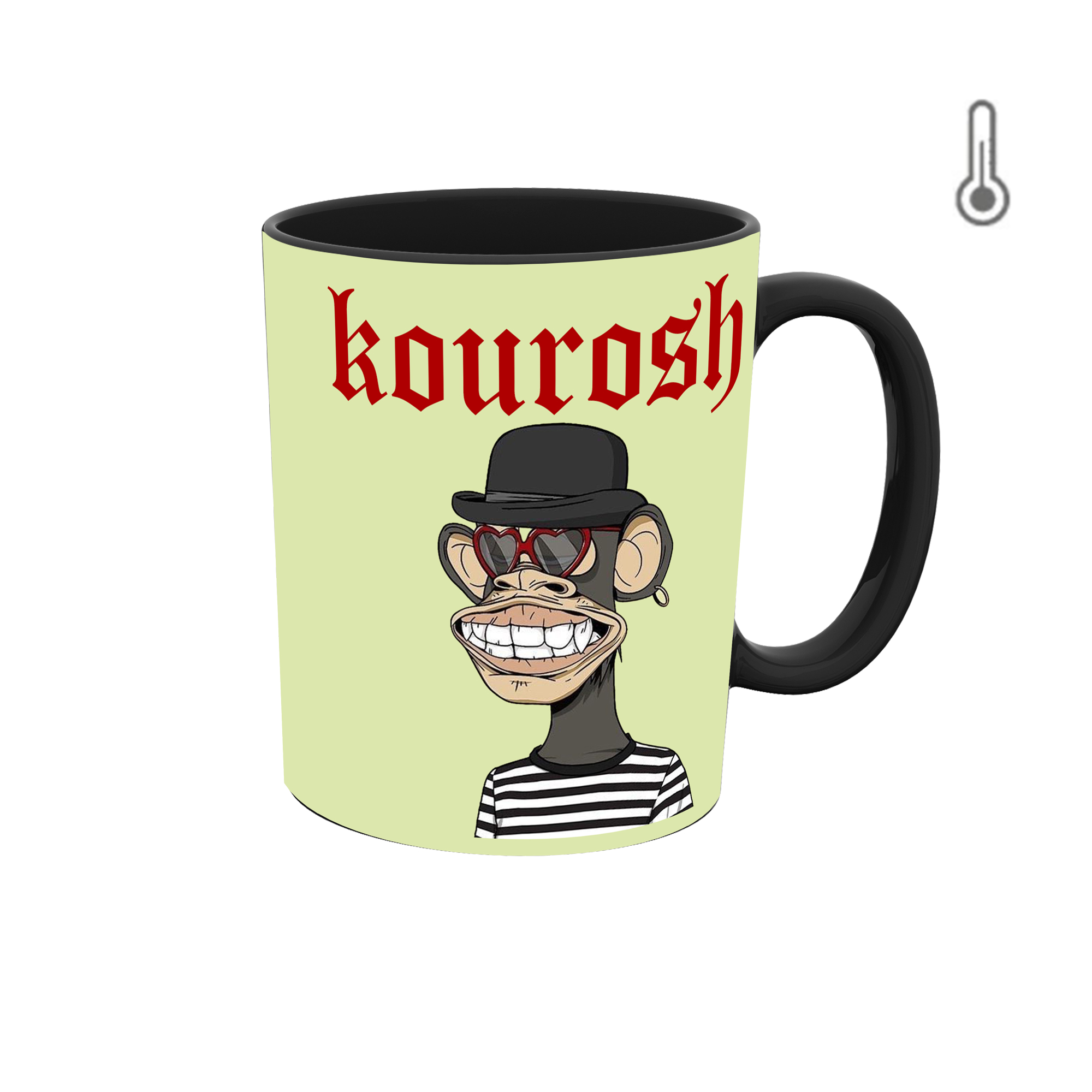 ماگ حرارتی طرح اسم کوروش مدل میمون nft  