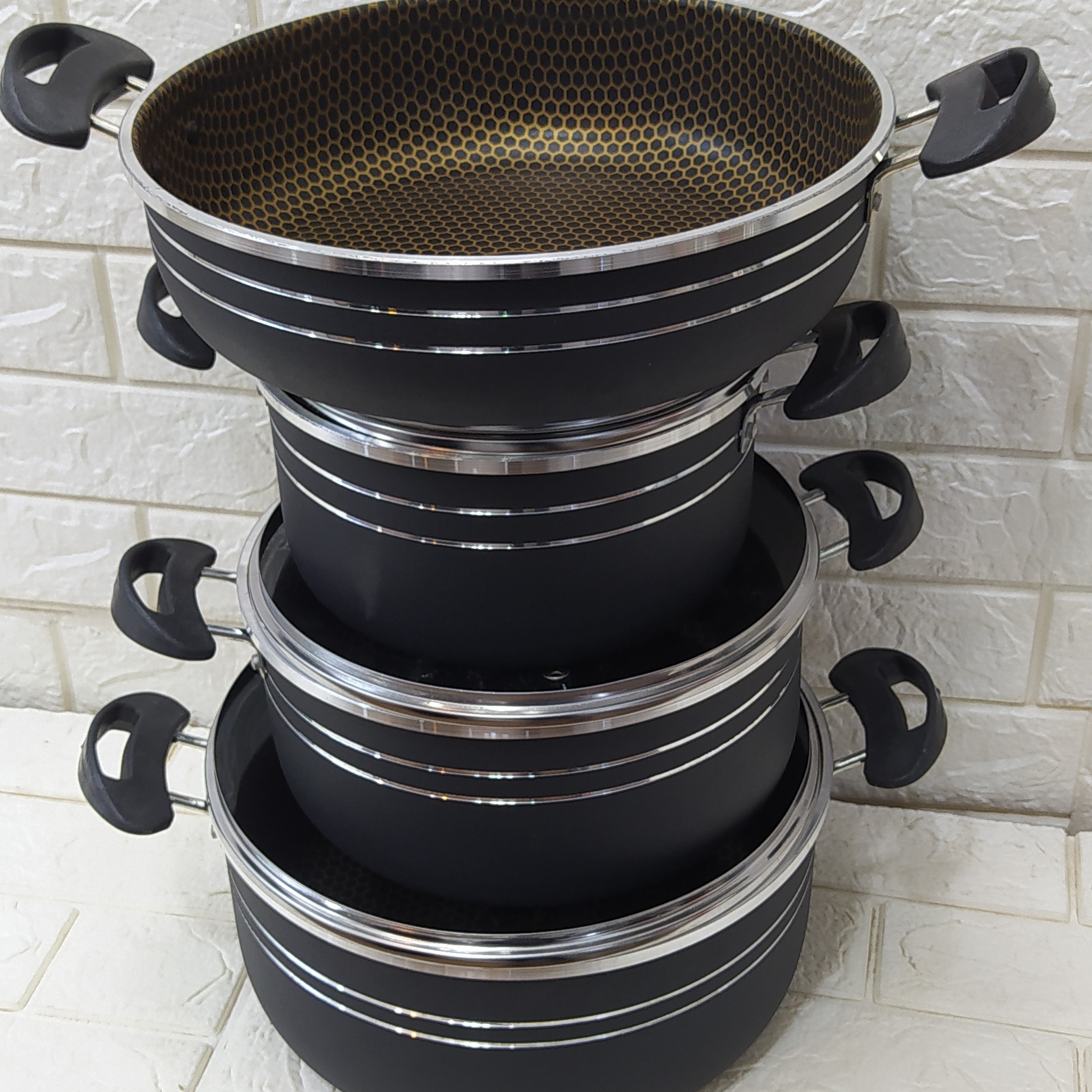 سرویس قابلمه گرانیت داخل زنبوری هفت پارچه لب چدن کیفیت عالی 