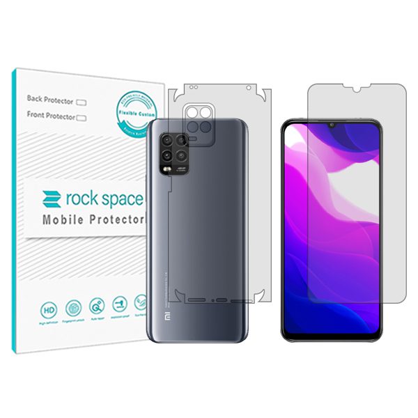 گلس محافظ صفحه نمایش و پشت گوشی شیائومی 10 Lite مدل نانو هیدروژل شفاف برند راک اسپیس کد MS