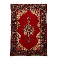 فرش دستباف قدیمی شش متری طرح ترنج دار کف ساده کد 4101154