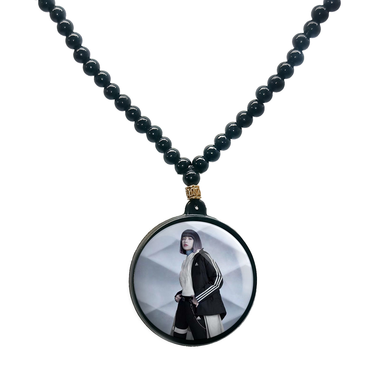 گردنبند پرمانه طرح بلک پینک کد pmd.6727 مدل دو طرفه