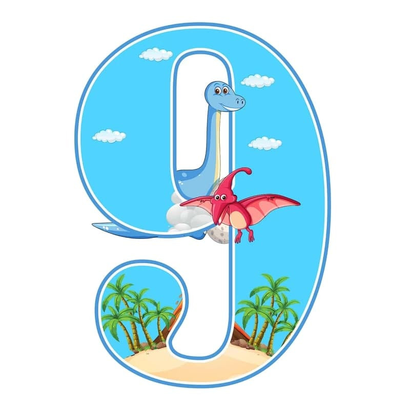 استند رومیزی تولد مدل عدد 9 طرح دایناسور