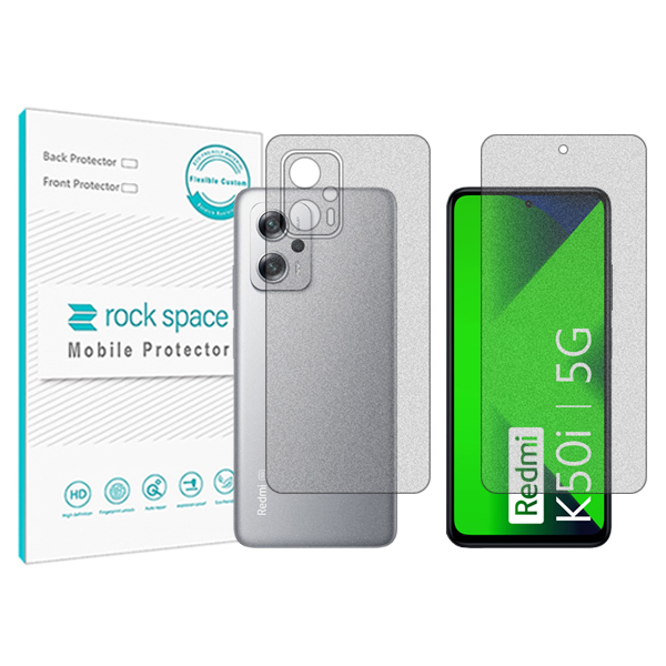 گلس صفحه نمایش و پشت گوشی شیائومی Redmi K50i مدل نانو هیدروژل مات برند راک اسپیس کدSS