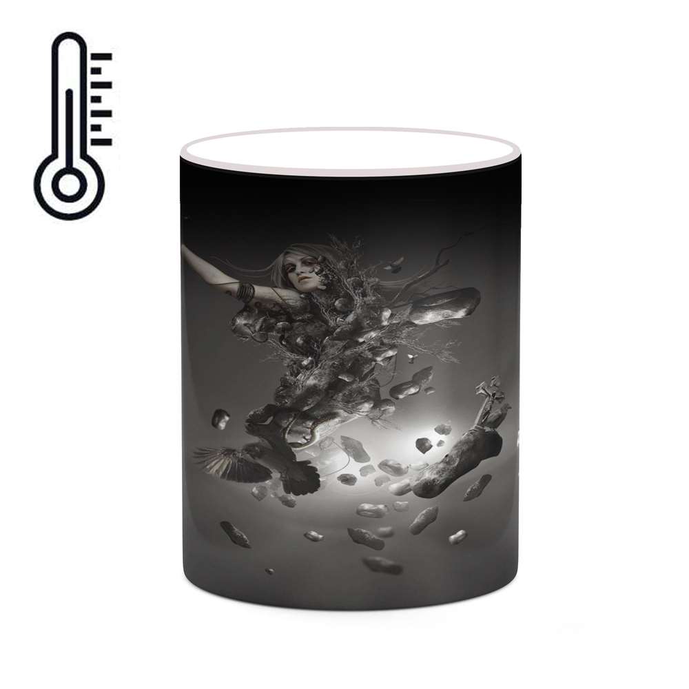 ماگ حرارتی کاکتی طرح زمینه مشکی فانتزی مدل mgh19185