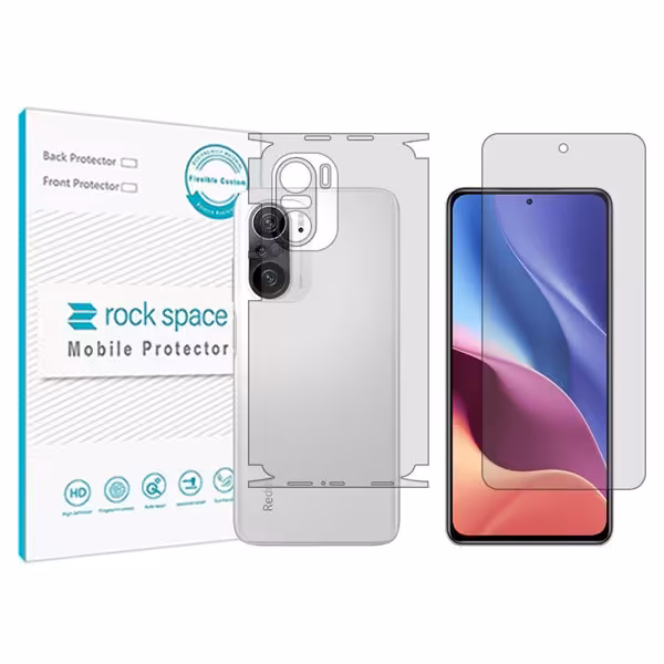 گلس محافظ صفحه نمایش و پشت گوشی شیائومی Redmi K40 مدل نانو هیدروژل شفاف برند راک اسپیس کد MS