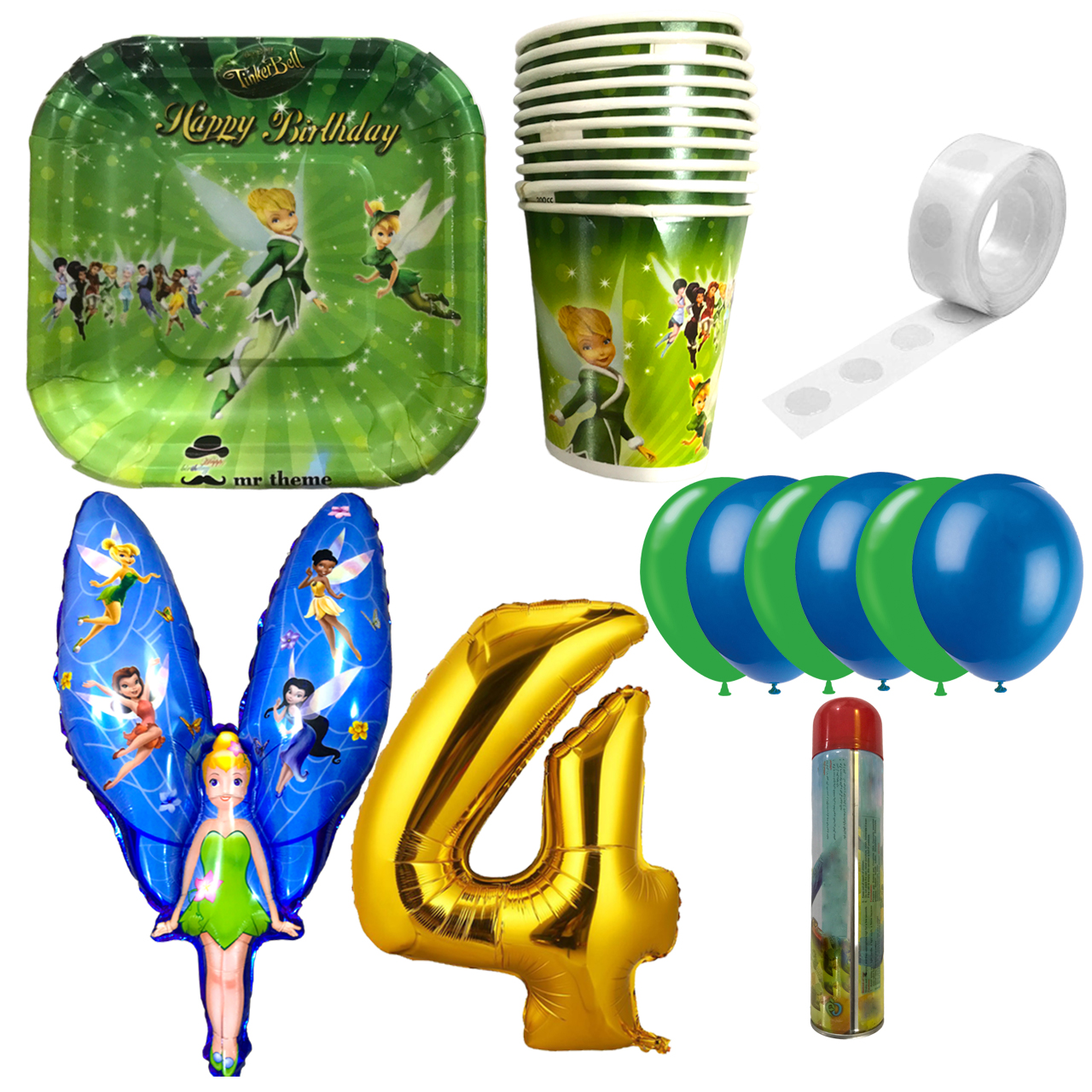 مجموعه 30 عددی تم تولد مستر تم طرح تینکربل کد 4