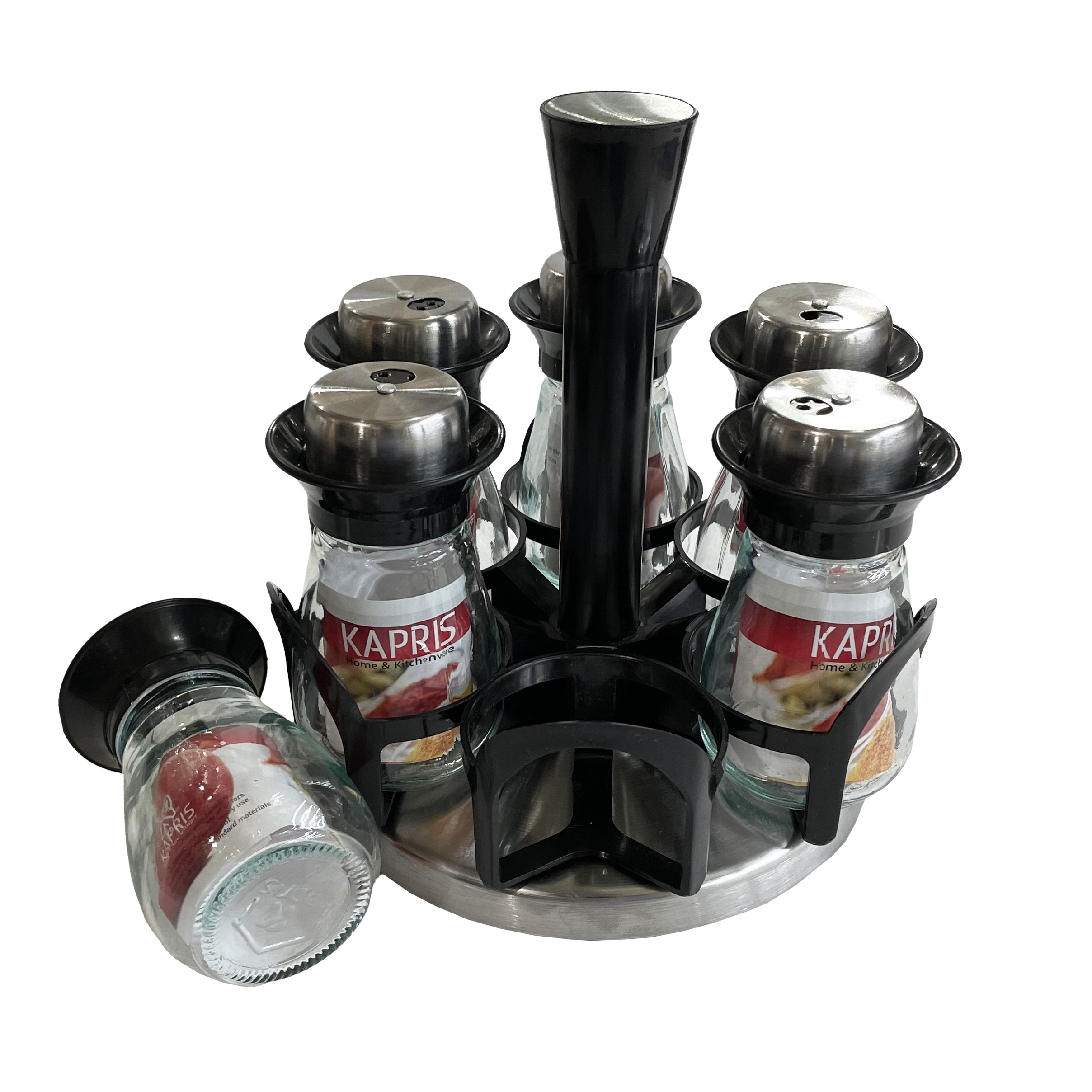 ست جا ادویه 6 پارچه کاپریس مدل بیوتی گردان ساده