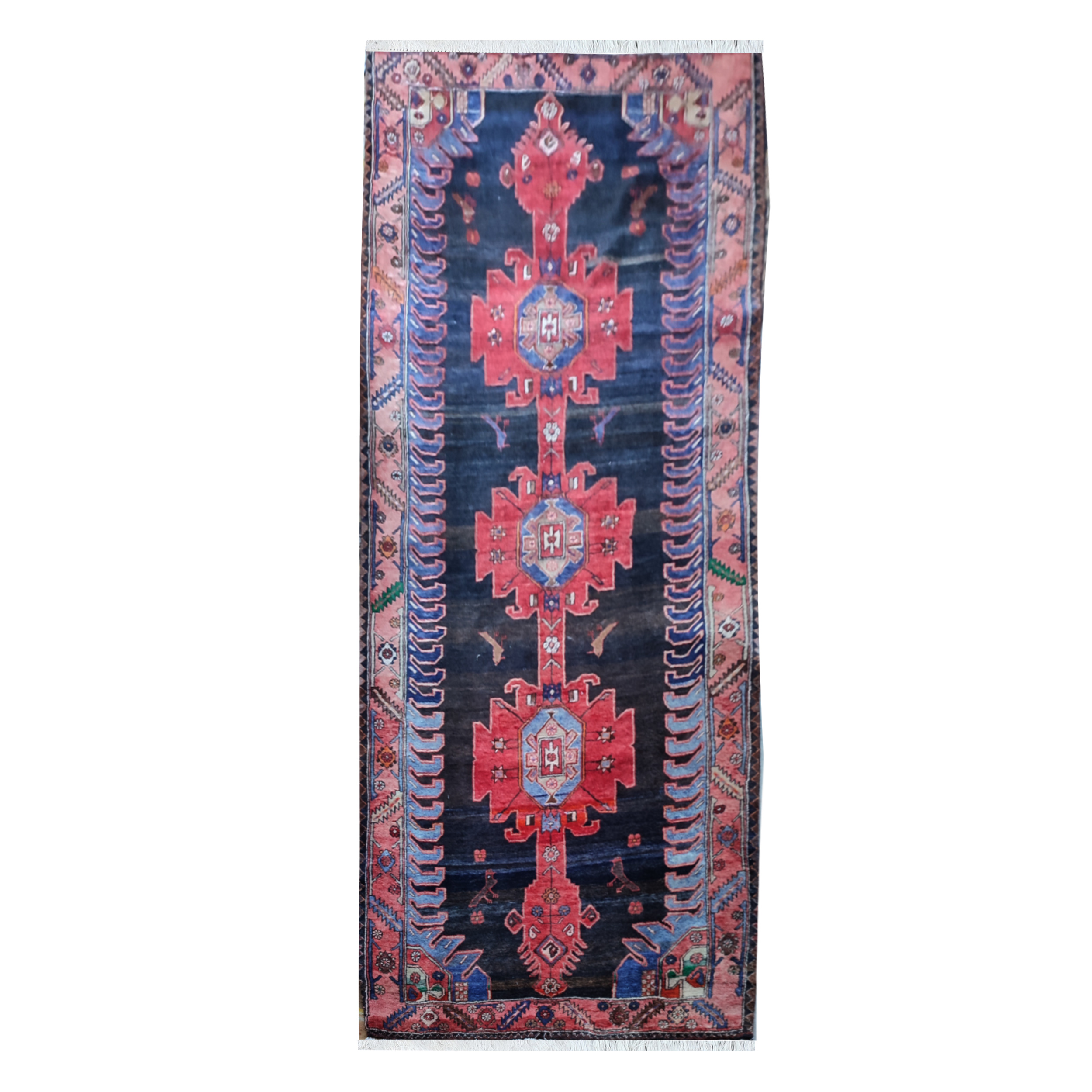 فرش قدیمی دستبافت کناره طول سه متر مدل MG123