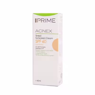 کرم ضد آفتاب رنگی پریم SPF60 مدل Acnex مناسب پوست های چرب حجم 40 میلی لیتر