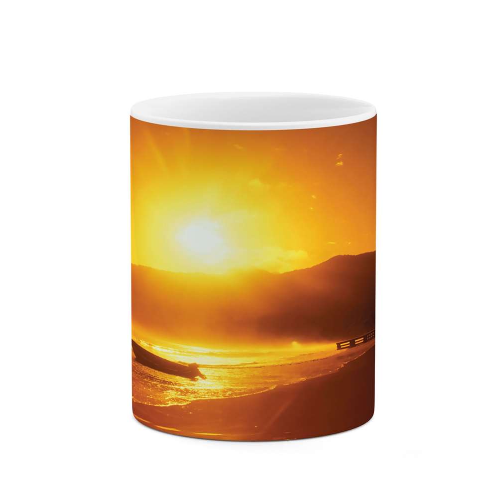 ماگ طرح غروب و قایق مدل 04871