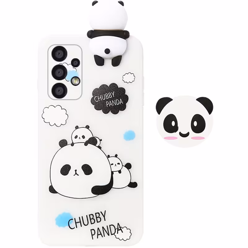 قاب فانتزی عروسکی پاندا کیس Panda Case مناسب برای گوشی Samsung Galaxy A32 4G مدل نیمه شفاف سه بعدی همراه با پاپ سوکت سیلیکونی ست (محافظ لنزدار)