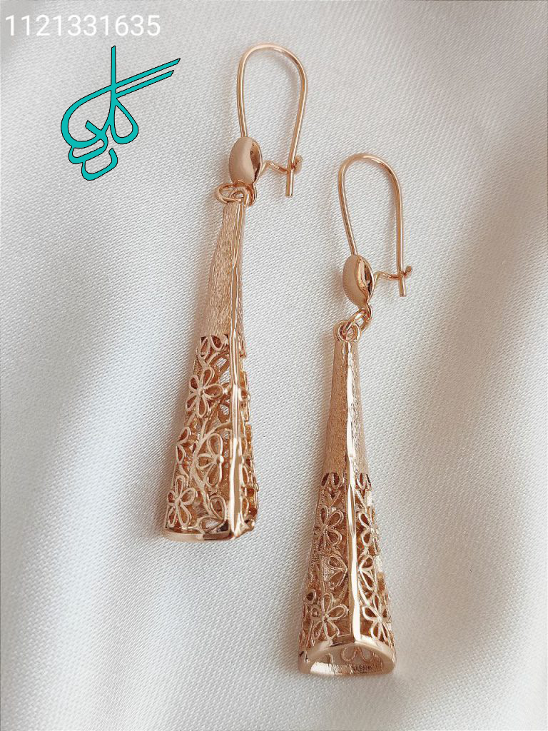 خرید گوشواره آویزی مارک ژوپینگ رنگ طلایی ثابت کد 1615291 - ردگل