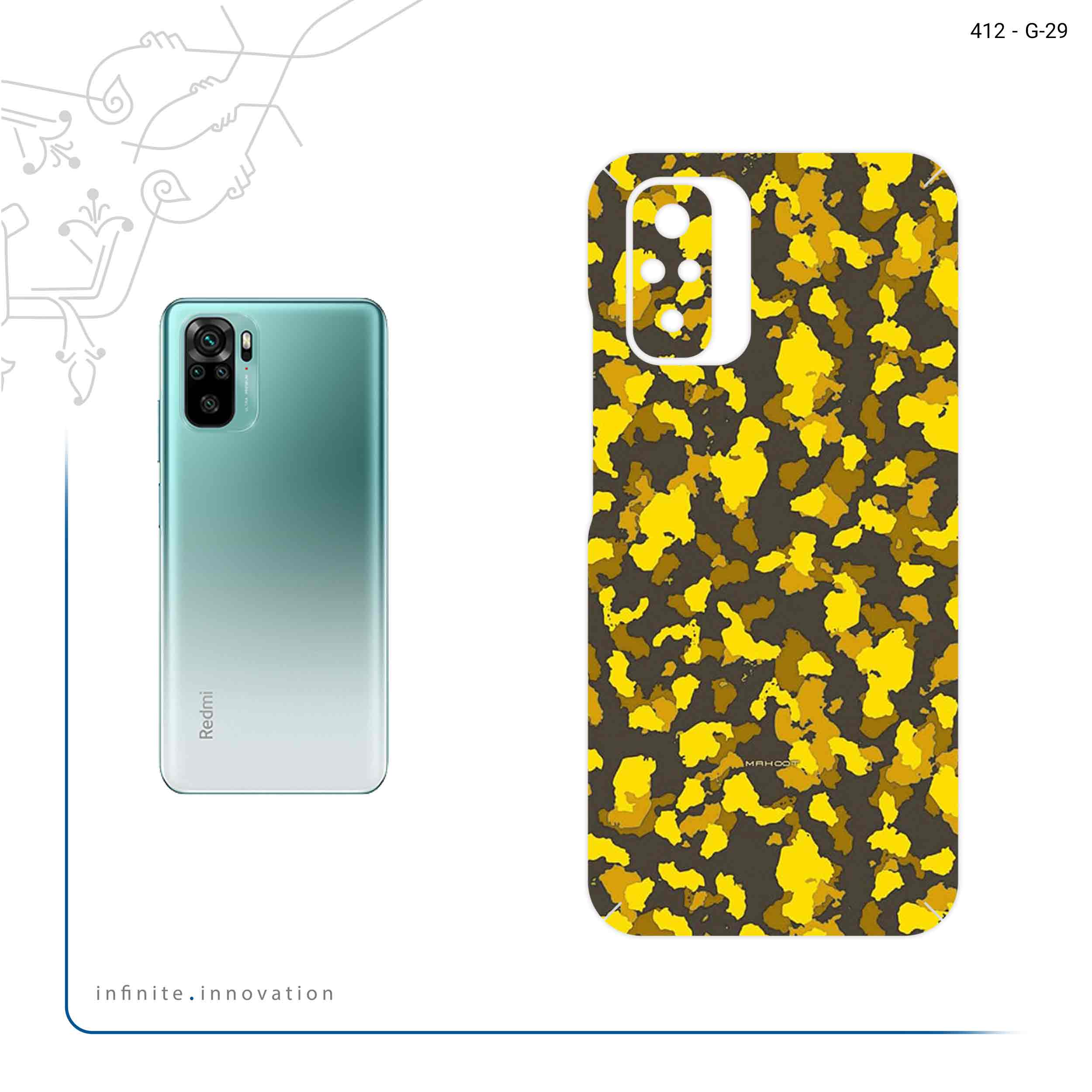 برچسب پوششی ماهوت مدل Yellow Infantry Army مناسب برای گوشی موبایل شیائومی Redmi Note 10