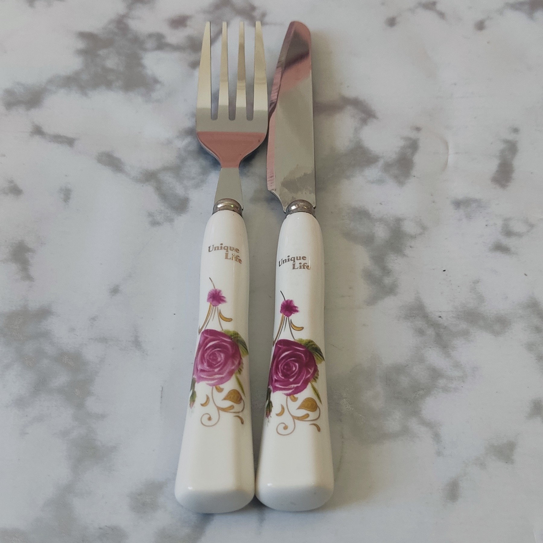 کارد و چنگال سرامیکی مارک یونیک لایف بسته 12 عددی 