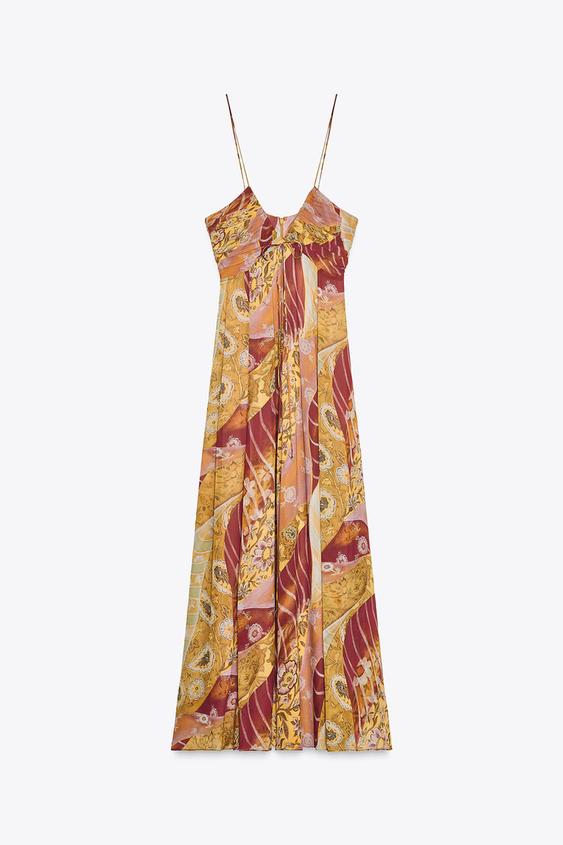 لباس میدی زنانه زارا ZW COLLECTION PRINTED MIDI DRESS | تهران زارا TehranZara