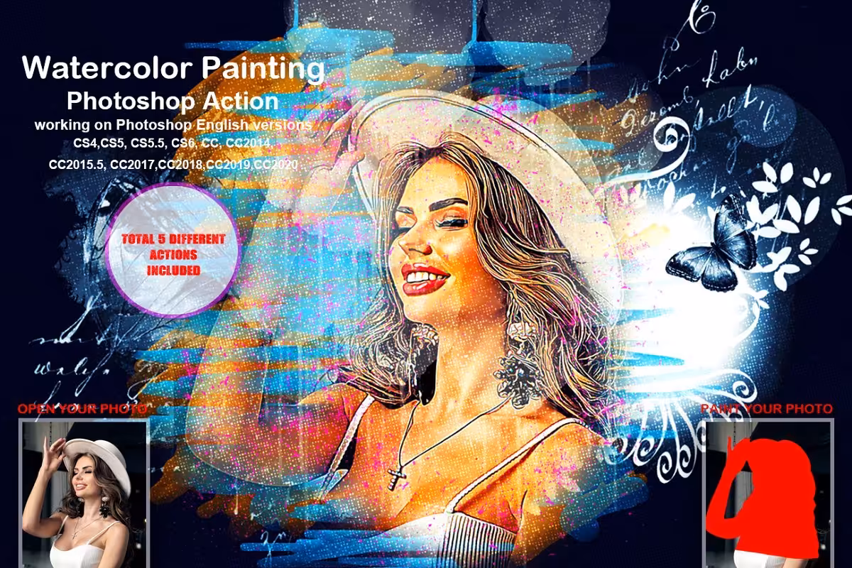 دانلود اکشن فتوشاپ Watercolor Painting