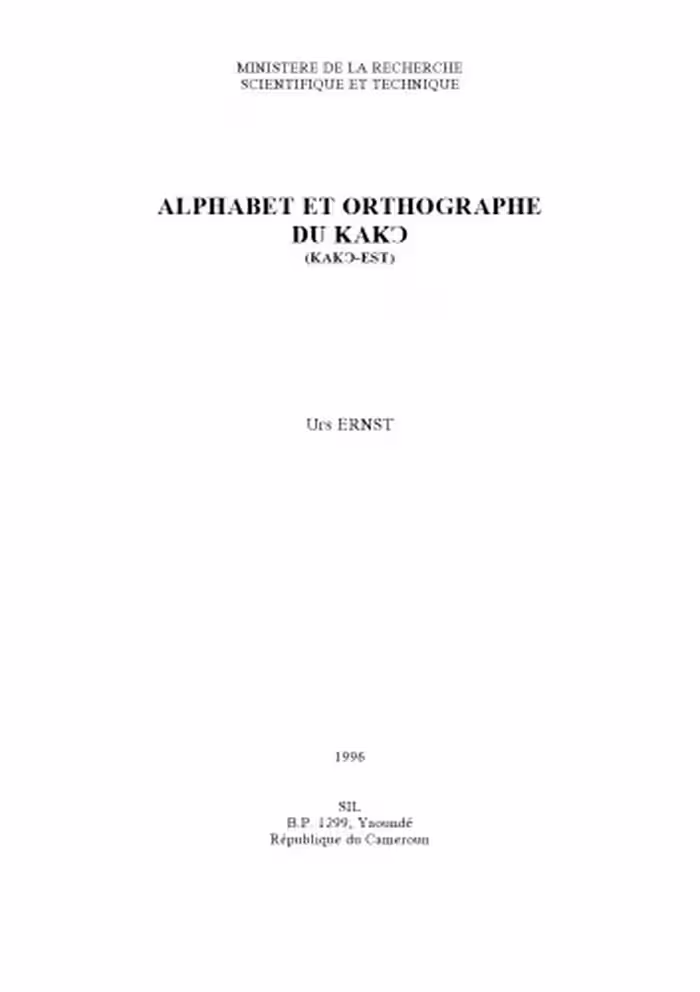 خرید و دانلود نسخه کامل کتاب Alphabet et orthographe du Kakɔ (Kakɔ-est)
