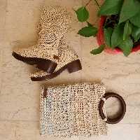 بوت کفش ساق دار دستبافت کتان
