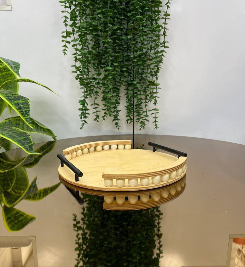 سینی گرد مهره دار دسته فلزی