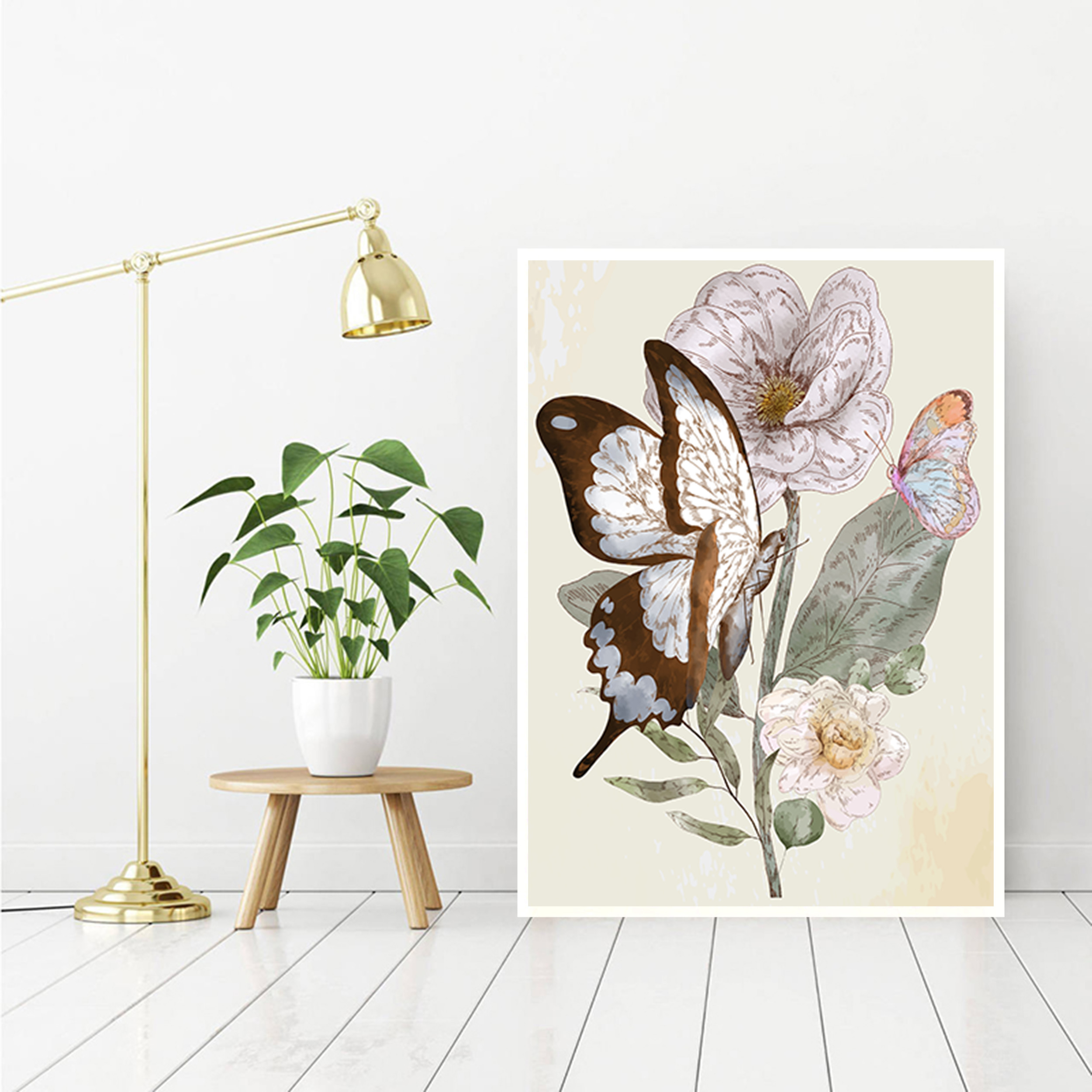 تابلو مدل دکوراتیو طرح گل و پروانه کد 0326