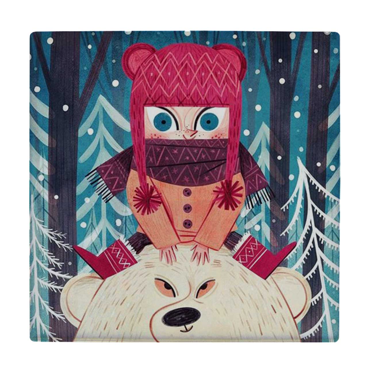 زیر لیوانی طرح نقاشی دختر بچه با شال و کلاه کد    4073119_2763