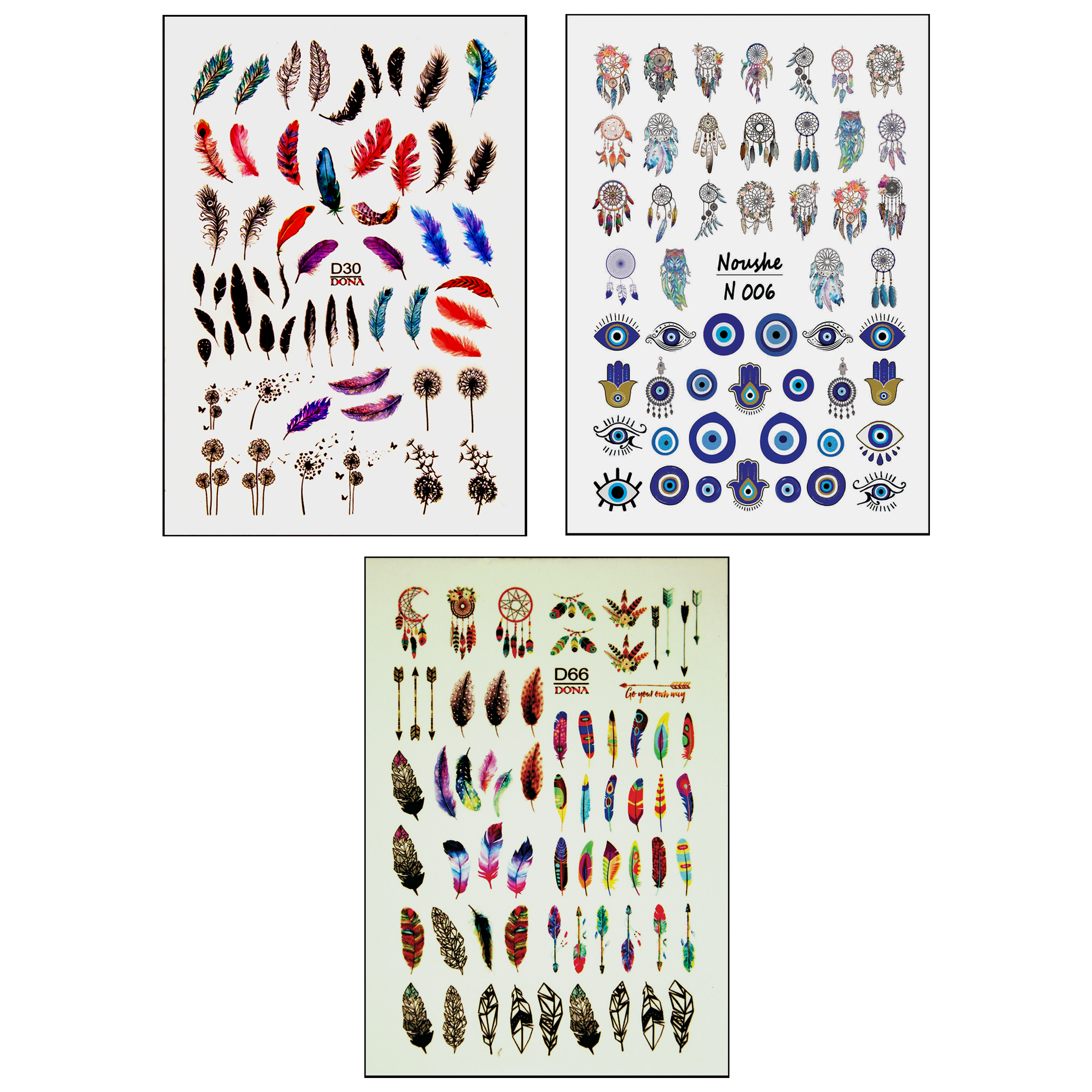 برچسب لنز ناخن کد D30-D66-N006 مجموعه 3 عددی