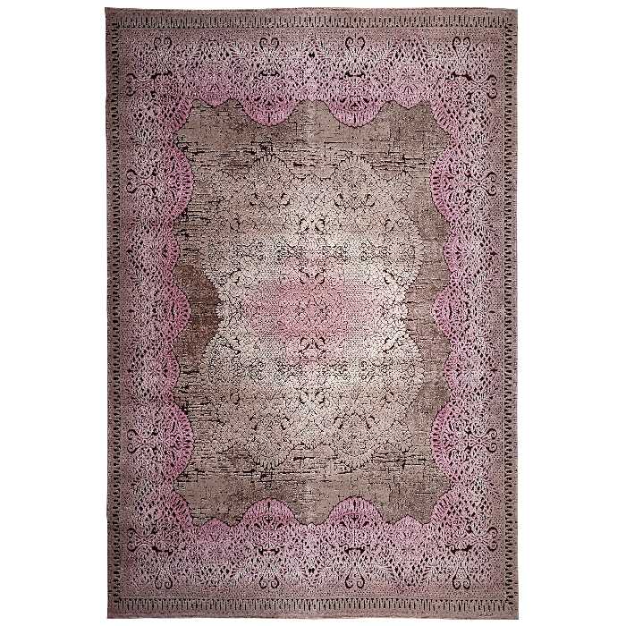 فرش ماشینی زمرد مشهد کد P32 زمینه قهوه ای