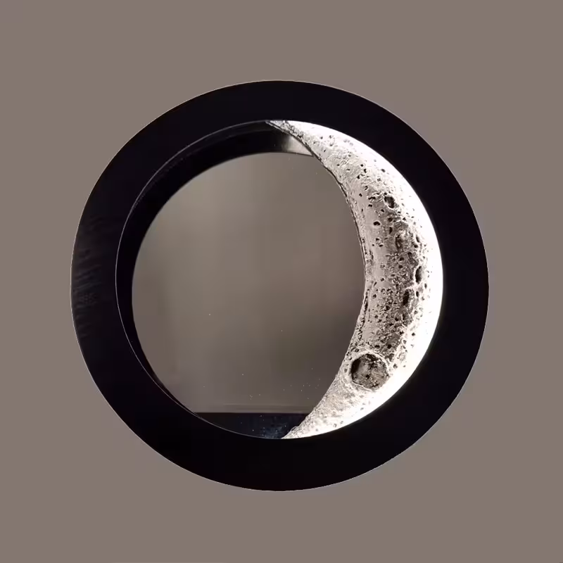 آینه دیواری مدل حلال ماه طرح ال ای دی دار 50 سانتی متر
