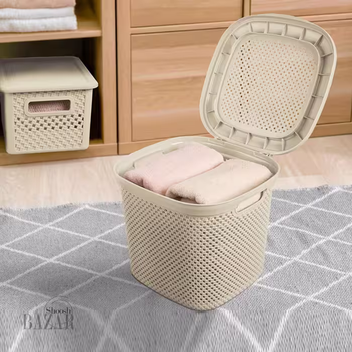 سبد رخت دربدار کوچک طرح بافت لیمون کد 2135