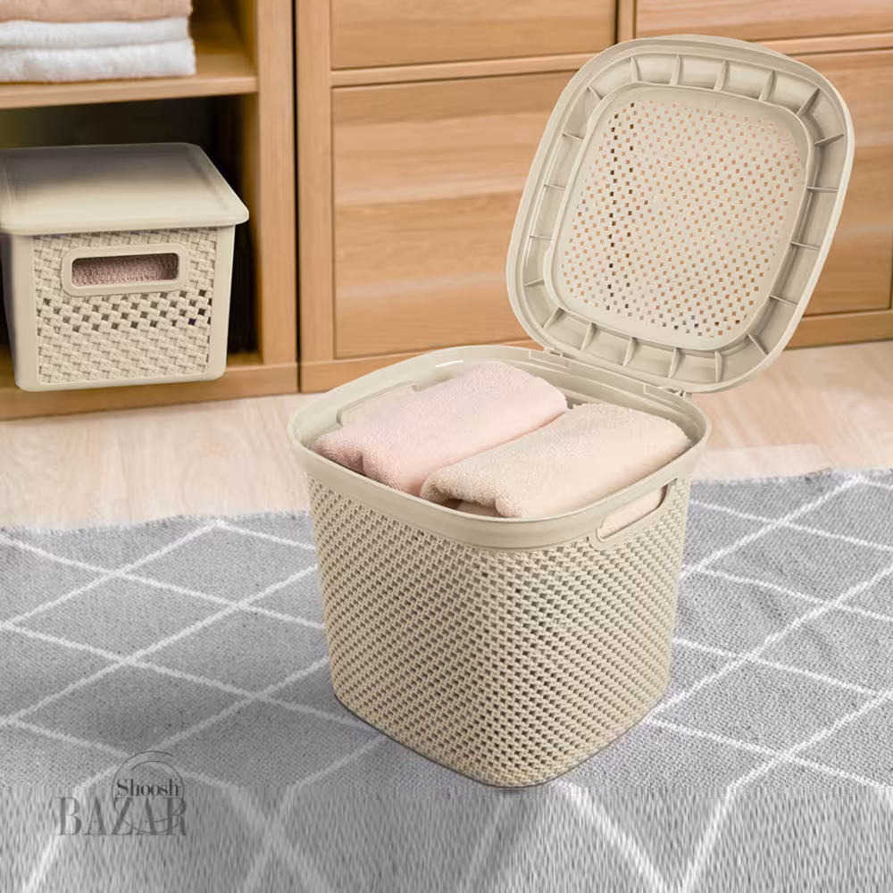سبد رخت دربدار کوچک طرح بافت لیمون کد 2135