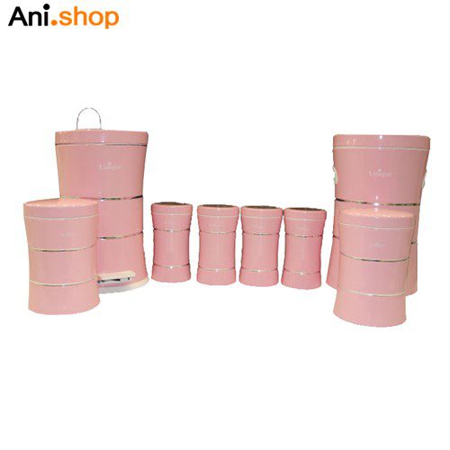 سرویس 8 پارچه جا ادویه کمرباریک خطی تمام صورتی مدل UN-4584 کد 256