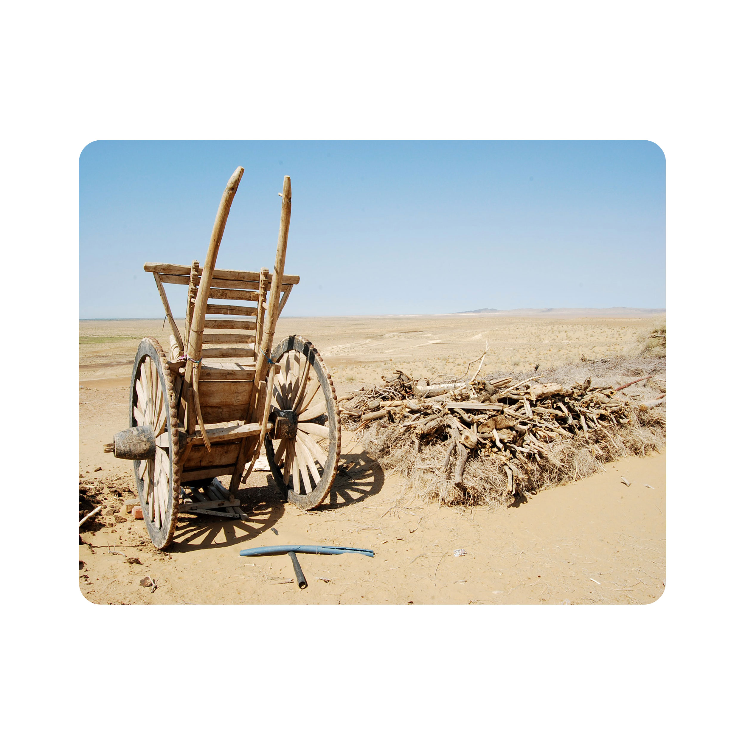 ماوس پد اطلس آبی طرح بیابان و گاری و تنه درخت  مدل T6932