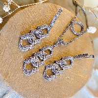 نیمست کارتیر نقره فول نگین با روکش طلا سفید  کد 51