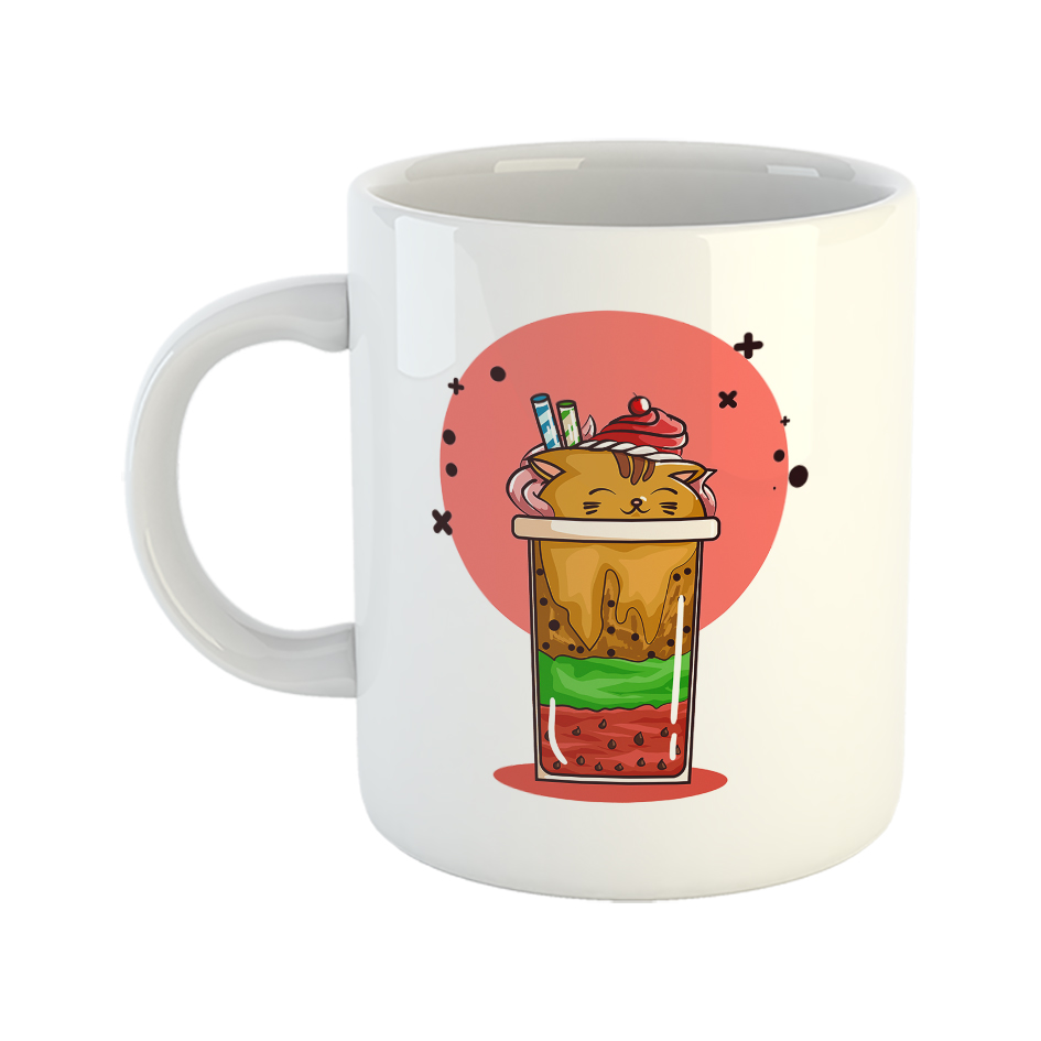 ماگ طرح بستنی گربه‌ای