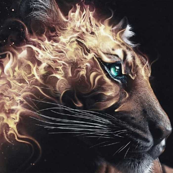 تابلو کاشی طرح شیر آتشین مدل RM 1002