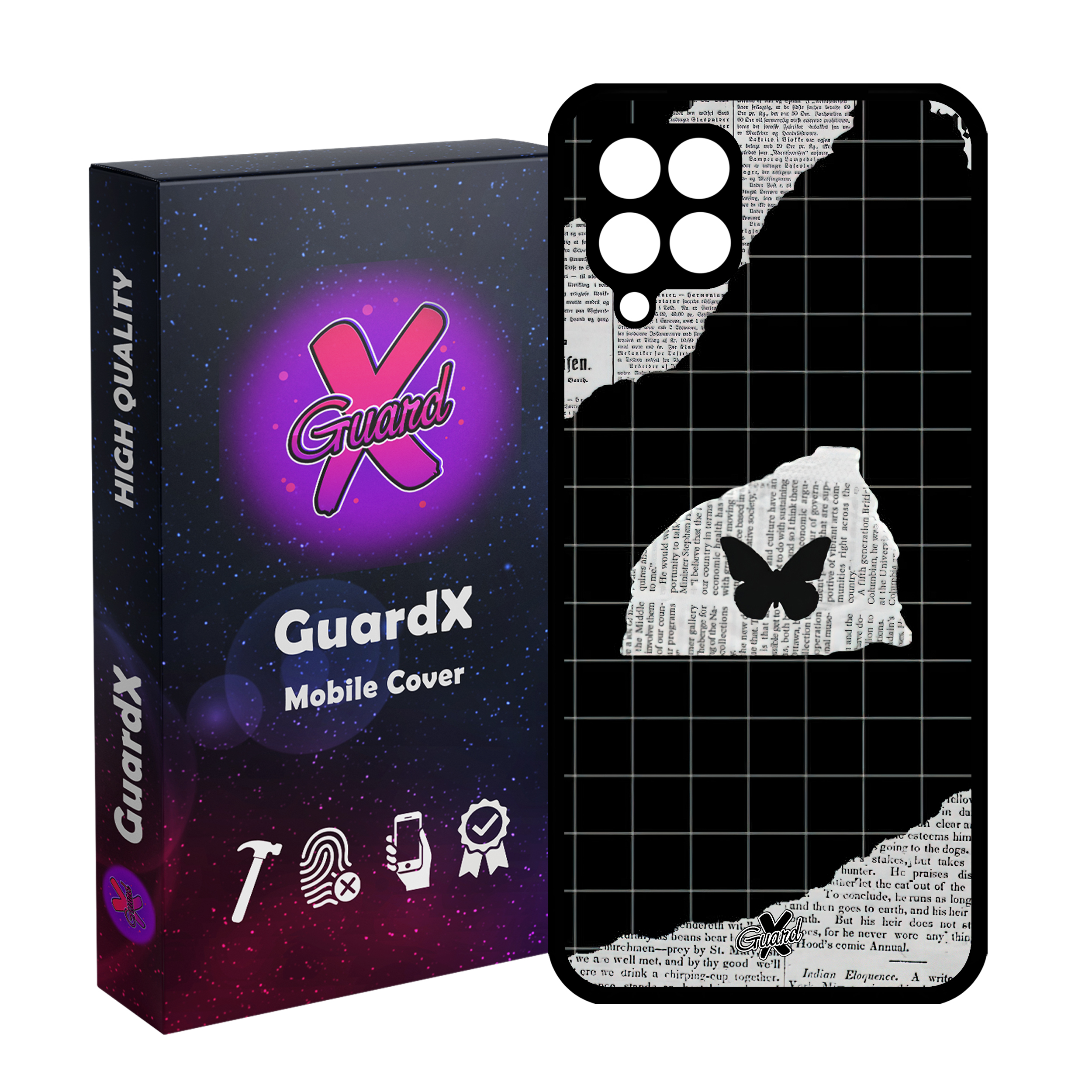 کاور گارد ایکس طرح پروانه مدل Glass10533 مناسب برای گوشی موبایل سامسونگ Galaxy A22 4G