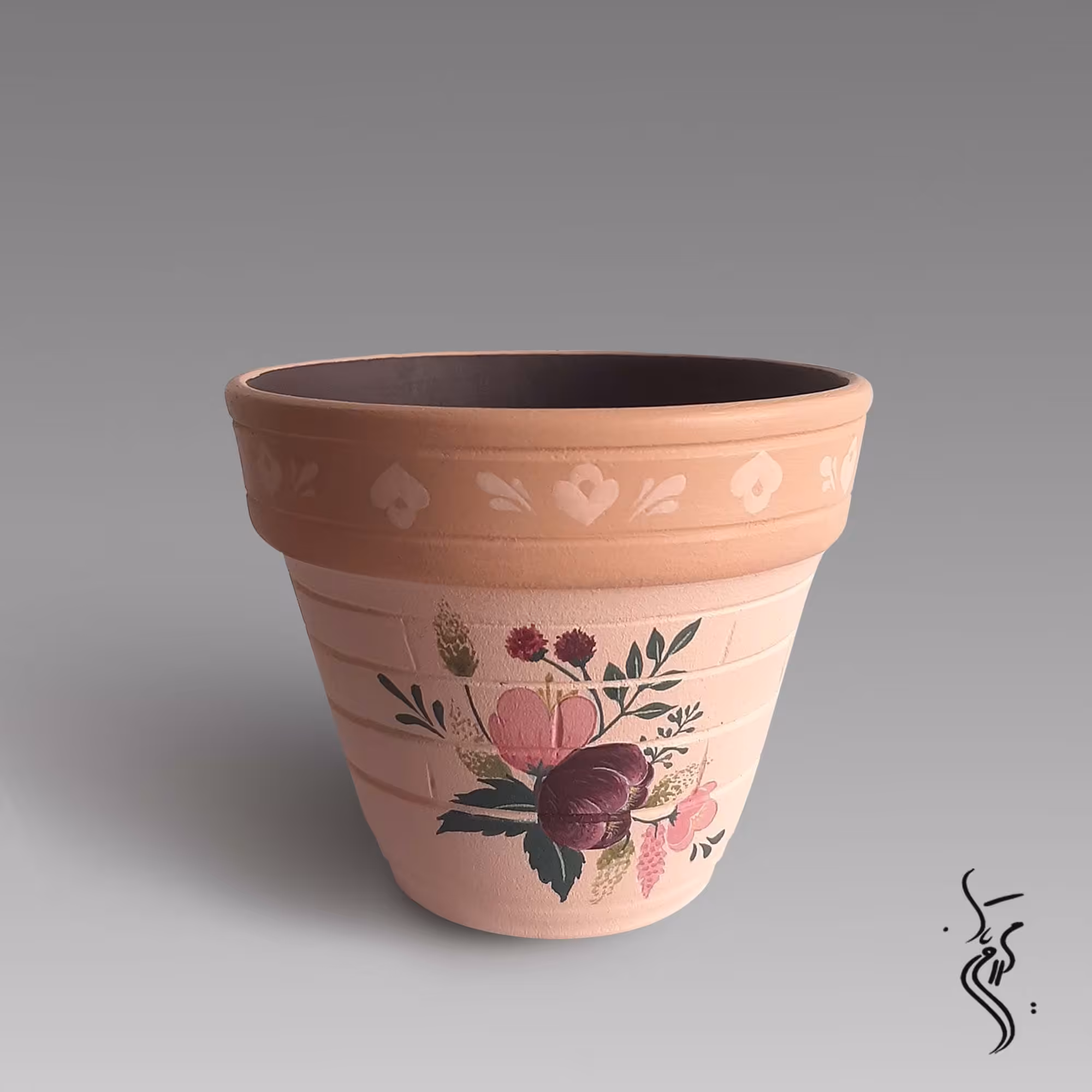 گلدان آلمانی یا سطلی سفالی کرمی ارتفاع 7الی 10 سانتیمتر  مدل او کد s1 1