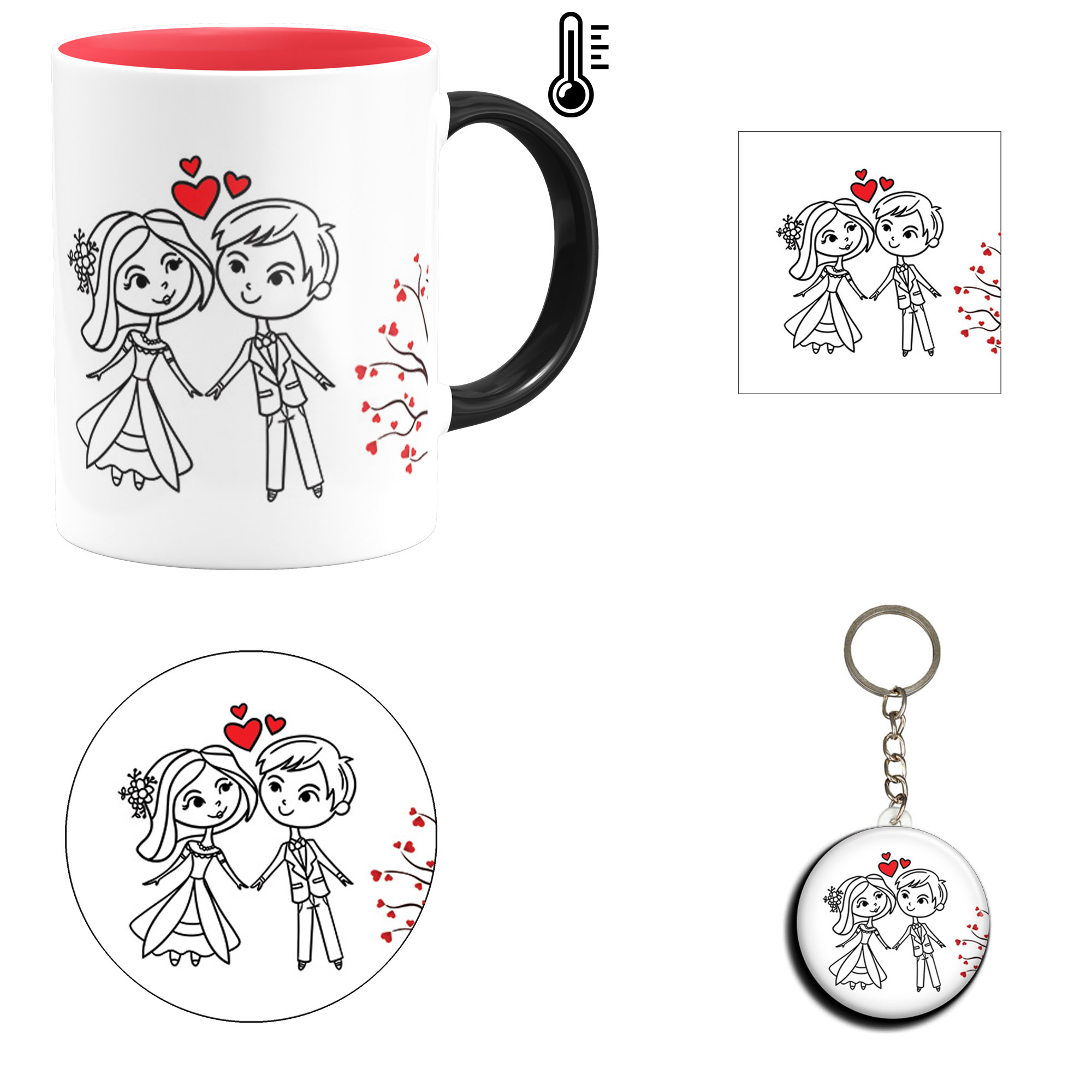 ست هدیه ماگ حرارتی مدل روز عشق طرح عاشقانه کد M109