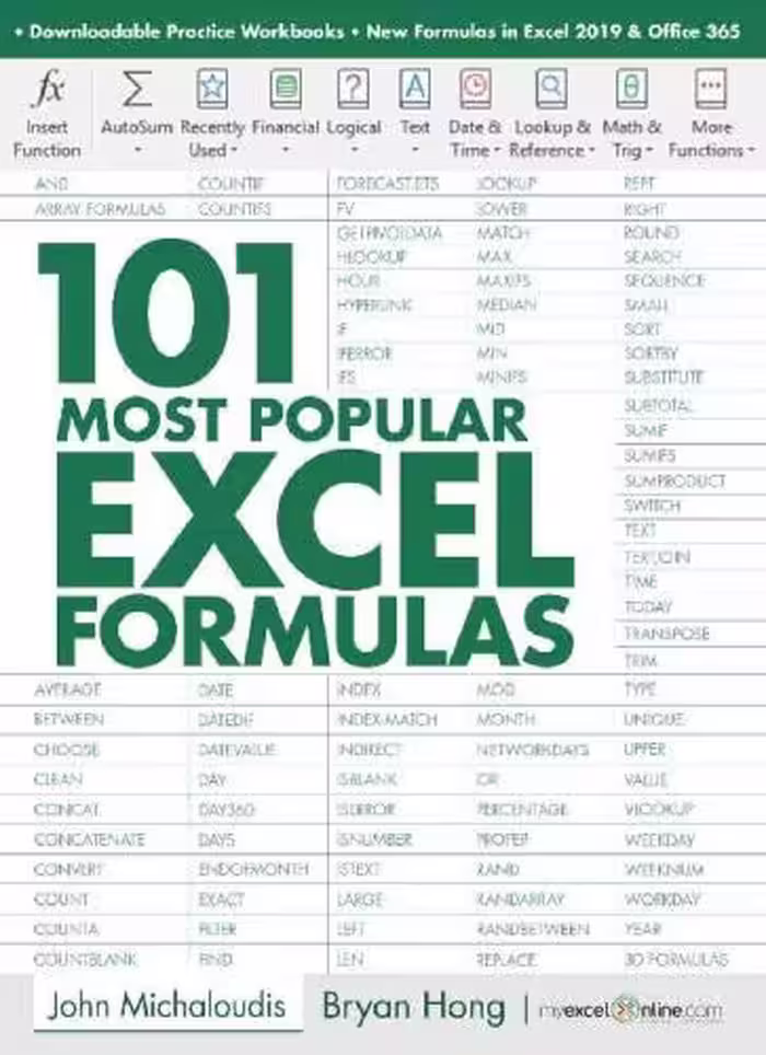 خرید و دانلود نسخه کامل کتاب 101 Most Popular Excel Formulas