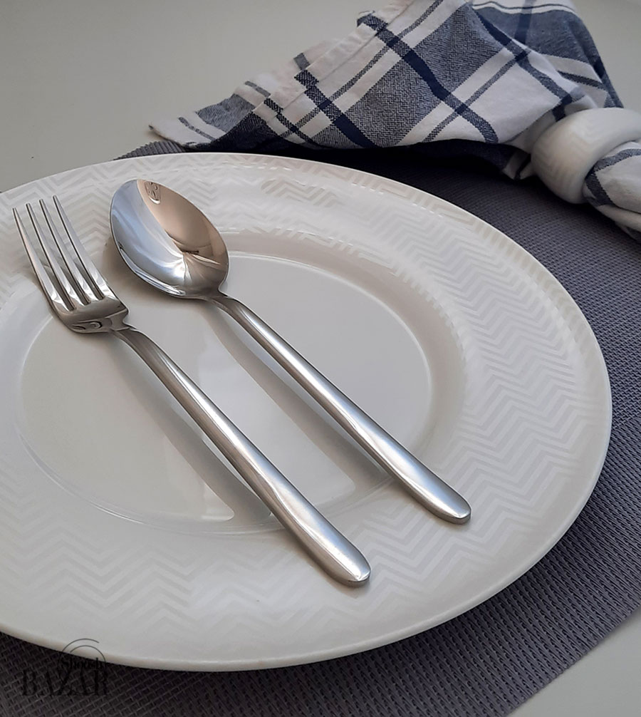 ست قاشق و چنگال نقره ای یونیک مدل دنا