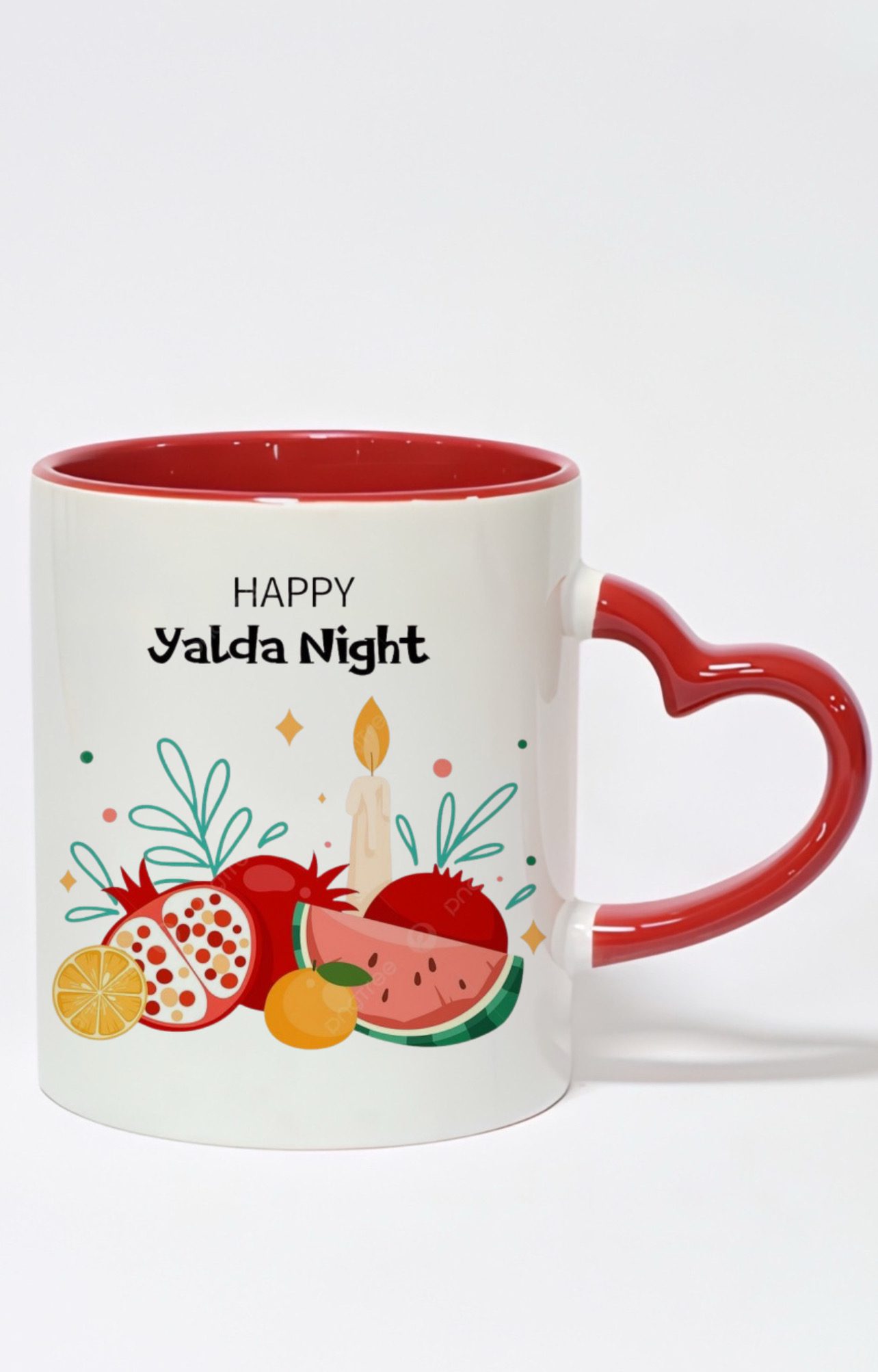 ماگ دسته قلبی رنگی طرح Happy yalda night کد 10324