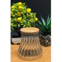 بانکه (جا حبوباتی) 1 عددی بامبو شیشه ای  مدل H15 کد Gw90305001