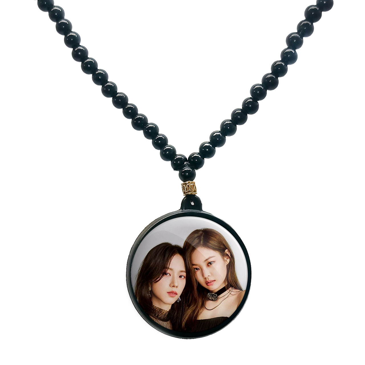 گردنبند پرمانه طرح بلک پینک کد pmd.18145 مدل دو طرفه