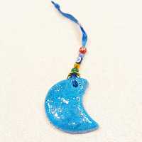 آویز سفالی طرح چشم نظر مدل هلال کد 01