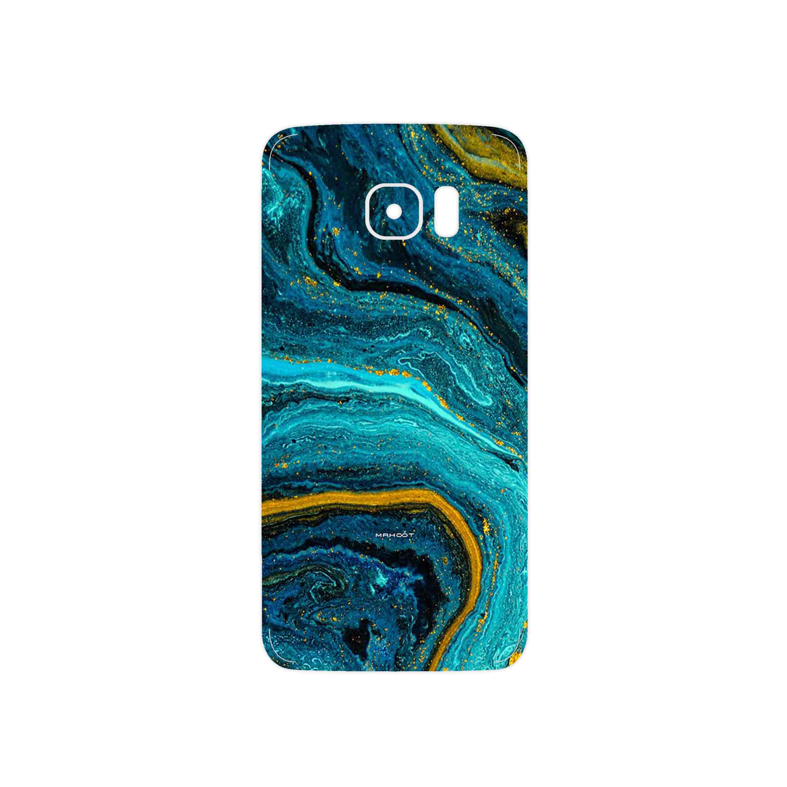 برچسب پوششی ماهوت مدل Turquoise marblewith golden streaks مناسب برای گوشی موبایل سامسونگ Galaxy S7 Edge